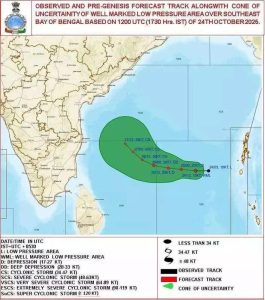 ಬಂಗಾಳಕೊಲ್ಲಿಯಲ್ಲಿ 'ಮೊಂತಾ' ಚಂಡಮಾರುತ ಬೀಸುತ್ತಿರುವುದರಿಂದ ಭಾರೀ ಮಳೆಯಾಗುವ ಸಾಧ್ಯತೆ; IMD ಕಿತ್ತಳೆ ಎಚ್ಚರಿಕೆ 1